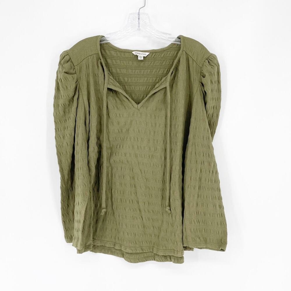 Frye and Co. Puff Sleeve Burnt Olive Top Size XXL